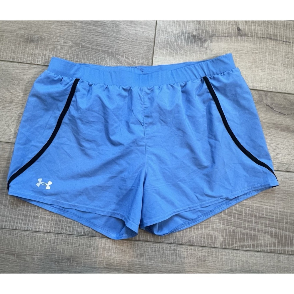 Under Armour HeatGear Loose Lined Running Shorts Womens Large Blue 1372755